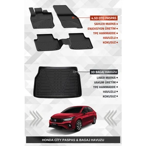 Honda City 2019+ Uyumlu 4.5d Premium Havuzlu Paspas ve Liner Marka 3D Bagaj Havuzu