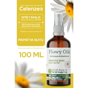 Flowy Oils Papatya Suyu Cam Şişe %100 Tam Saf Doğal Yağlı Distilasyon Hidrosöl Suyu Chamomille Hydrosol 100ML