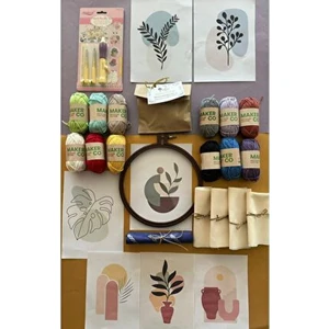 Bibu Punch Seti Bol Malzemeli Renkli İplikler ve Şablonlar ile Yaratıcılığınızı Geliştirin