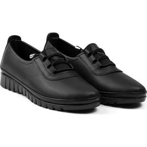 Kadın Siyah Ortopedik Anne Ayakkabısı - Rahat Kaymaz Taban, Bağcıklı Günlük Yürüyüş Ayakkabısı