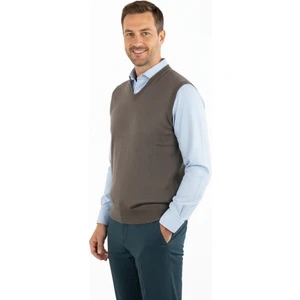 Erkek Baba Süveteri V Yakalı Ince Yün Dokuma