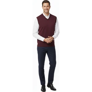 Erkek Baba Süveteri V Yakalı Ince Yün Dokuma