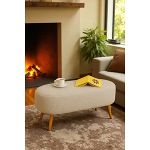 Rustika  Teddy Kumaş Puf Bench Koltuk Tabure 34 x 90 x 42 cm Ahşap Ayak Metal Bağlantı