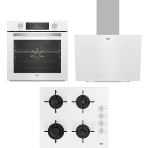 Beyaz Ankastre SET(BFC330 B + Bde 6041 B + Bocd T 6011 Eb Gazlı Cam Tablalı Ocak)