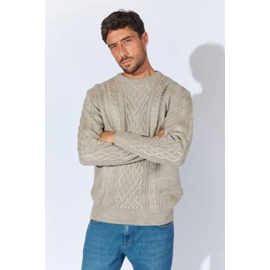 Erkek Vizon Bisiklet Yaka Saç Örgü Triko