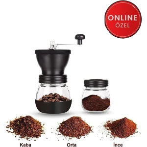 Coffee Factory Cam ve Seramik Gövdeli El Tipi Kahve Değirmeni Kalın ve İnce Ayar Seçenekli Dayanıklı Tasarım