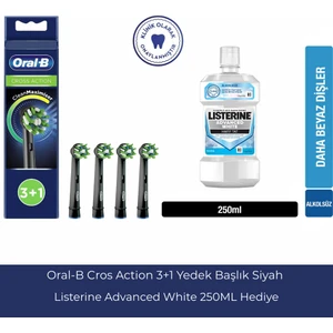 Şarjlı Diş Fırçası Yedek Başlığı Cross Action X-Filament 4 Adet+Listerine Advanced White 250 ml