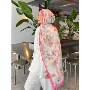 Retro Desenli Pamuk Şal Ilham Serisi Fuşya Karışık Renkli