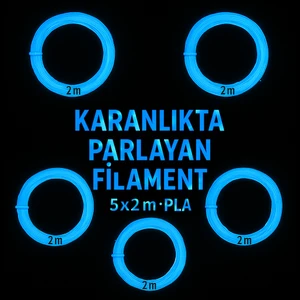 Karanlıkta Parlayan 3D Kalem Pla Filamenti 1.75MM Kalınlıkta 10 Metre (5 Adet 2 Metrelik Filament)