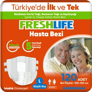 4'lü Freshlife Large Yetişkin Hasta Bezi 30X4 (120 Adet)