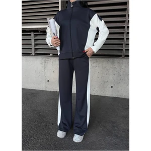 Oversize Garnili Fermuarlı Geniş Paça Modal Kumaş Eşofman Takım