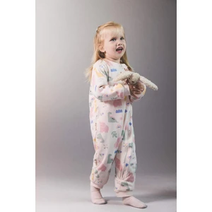 Kız Bebek 1 Tog Elyaf Dinozor Baskılı Uzun Kollu Fermuarlı Tulum F2186A525AU