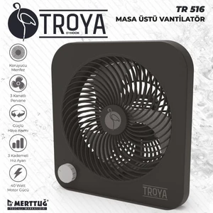 By Hook Tr-516 Masaüstü Vantilatör 3 Kanatlı 3 Kademeli Vantilatör
