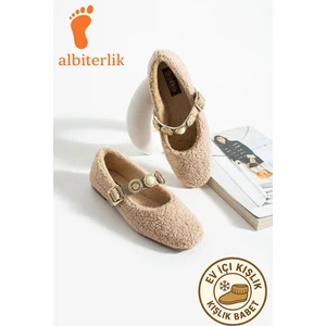 Kadın Kışlık Taşlı Tokalı Peluş Yünlü Ev Babet Çeyiz Bohça Pofuduk Ev Içi Dış Mekan Babet