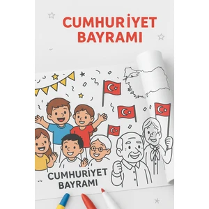 Haydi Dekor 29 Ekim Cumhuriyet Bayramı Temalı Çocuk Boyama Rulosu – Atatürk, Türk Bayrağı ve Kutlama Çizimleri 30cm x 4m