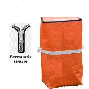 Jokey Kırtasiye Ev Iş Tekstil Taşıma Branda Kapaklı Çuval Torbası  Fermuarlı 1 mt x40+50 cm - TURUNCU