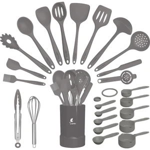 Maracas Isıya Dayanıklı Yanmaz Yapışmaz Silikon Spatula Seti 25 Parça Gri