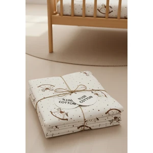 %100 Pamuk Ranforce Lastikli Çarşaf Seti - Atlı Karınca Desenli Park Yatak 70X120 35X45