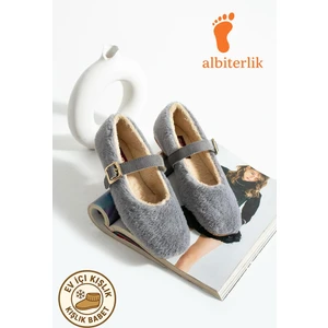 Çeyiz Bohça Pofuduk Kadın Ev Içi Babet Kışlık Kemerli Peluş Yünlü Ev Içi Dış Mekan Babet