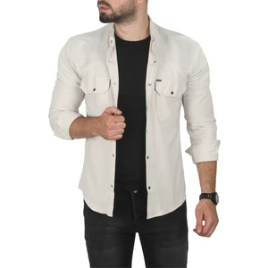 Slim Fit Dar Kesim Pamuklu Spor Gömlek Jakar Kumaş Likralı Gömlek 2500423