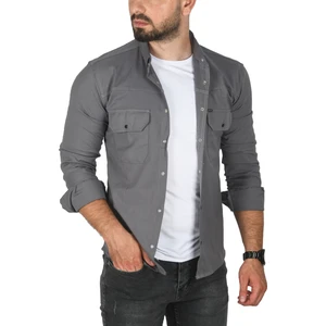 Slim Fit Dar Kesim Pamuklu Spor Gömlek Jakar Kumaş Likralı Gömlek 2500423