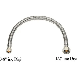 3/8" Dişi 1/2" Dişi 50CM Fotoselli Batarya Flex Duvar Bağlantı Hortumu