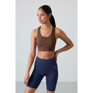 Kahverengi Sırt Detaylı Dar Kalıp U Yaka Kadın Spor Büstiyer - 97120