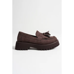 Melora Premium Kadın Günlük Acı Kahve Süet Loafer Ayakkabı