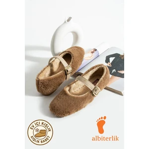 Çeyiz Bohça Pofuduk Kadın Ev Içi Babet Kışlık Kemerli Peluş Yünlü Ev Içi Dış Mekan Babet