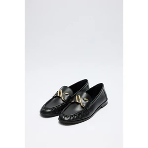 Loafer 2511 - Sarmal Toka Detaylı Siyah Kadın Loafer