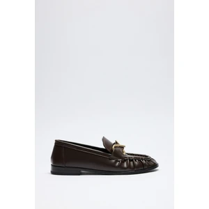 Loafer 2511 - Sarmal Toka Detaylı Acı Kahve Kadın Loafer