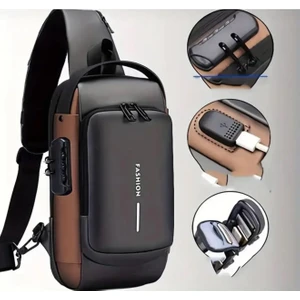 USB Şarj Portlu Şık Kilitlenebilen Bel ve Göğüs Çantası