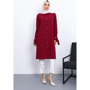 Bordo Kol Bağlamalı Tunik