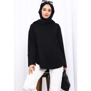 İmaj Butik Siyah Bisiklet Yaka Modal Sweat