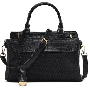 Kadın Siyah Uzun Askılı Desenli Kol Çantası 25SBD254214