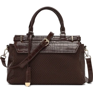 Kadın Kahverengi Uzun Askılı Desenli Kol Çantası 25SBD254214