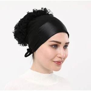 Mrm Fırfırlı Saten Bone - Siyah