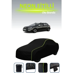 Siyah [dacia Sandero Stepway 2016 - 2021] Uyumlu Neon Fitilli Araba Brandası, Su ve Toz Geçirmez