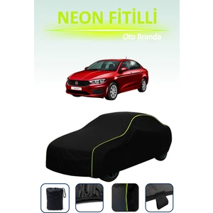 Siyah [fiat Egea Sedan] Uyumlu Neon Fitilli Araba Brandası, Su ve Toz Geçirmez
