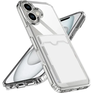 iPhone 17 ile Uyumlu Kılıf Şeffaf Silikon, Kamera Korumalı, Kartlık Bölmeli Card Case