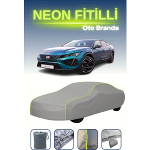 Gri [peugeot 408] Uyumlu Neon Fitilli Araba Brandası, Su ve Toz Geçirmez