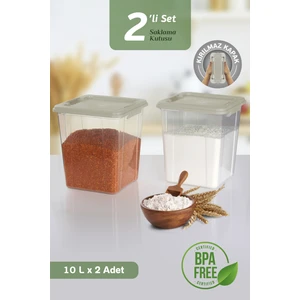 2'li Mega Organizer Box 10L - Un Bakliyat Erzak Saklama Kabı Kilit Kapaklı Deterjan Düzenleyici Kutu