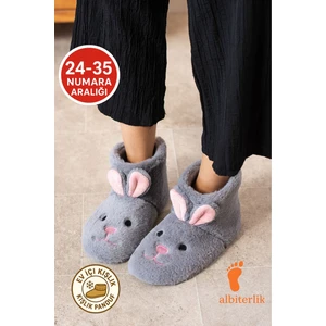Kız Çocuk Kulak Tavşan Figürlü Ev Botu Panduf Çocuk Peluş Rahat Sessiz Taban Ev Ayakkabısı