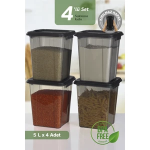 4'lü Organizer Box 5 L Un Bakliyat Erzak Kabı - Kilit Kapaklı Düzenleyici Deterjanlık Saklama Kutusu