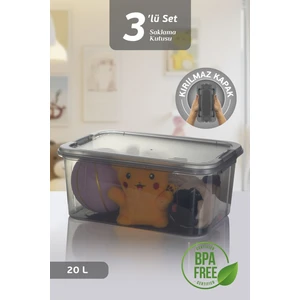 3'lü 20L Multibox Saklama Kabı Kilitli Kapaklı Çok Amaçlı Düzenleyici Kiler Depolama Saklama Kutusu