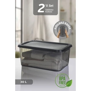 2'li 30L Multibox Saklama Kabı Kilitli Kapaklı Çok Amaçlı Düzenleyici Kiler Depolama Saklama Kutusu