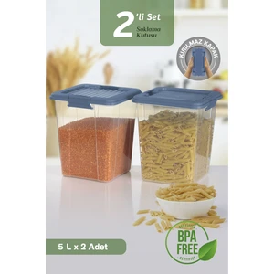 2'li Organizer Box 5l Un Bakliyat Erzak Kabı - Kilit Kapaklı Düzenleyici Deterjanlık Saklama Kutusu