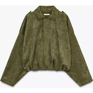 Kadın Rodney Süet Etkili Haki Bomber Ceket