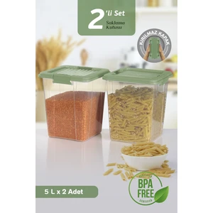 2'li Organizer Box 5l Un Bakliyat Erzak Kabı - Kilit Kapaklı Düzenleyici Deterjanlık Saklama Kutusu