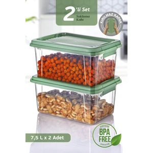 2'li 7,5l Un Bakliyat Erzak Kabı Kilitli Kapaklı Banyo Düzenleyici Deterjanlık Saklama Kutusu 2x7,5l